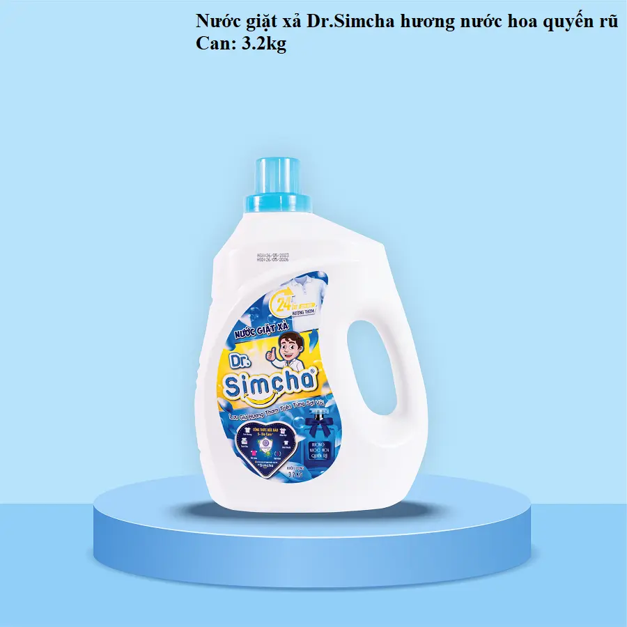 Nước giặt xả Dr.Simcha hương nước hoa quyến rũ 3.2kg Làm Sạch