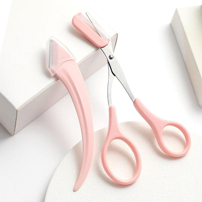 Product Introduction of Buy 1 Get 2 Free Curved Eyebrow Trimmer Facial Eyebrow Scissors With Comb Stainless Steel 18