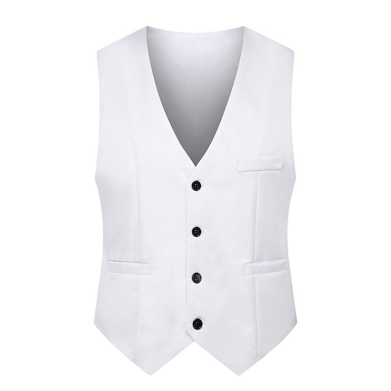 Bộ Đồ Đơn Giản Màu Trơn Cho Nam, Áo Vest Ôm Sát, Cổ Chữ V, Không Tay, Ngực Đơn, Giải Trí, Tiệc Tùng, Quán Bar, Váy Dự Tiệc, Áo Ghi Lê, Quần Áo Bảo Hộ Lao Động 4
