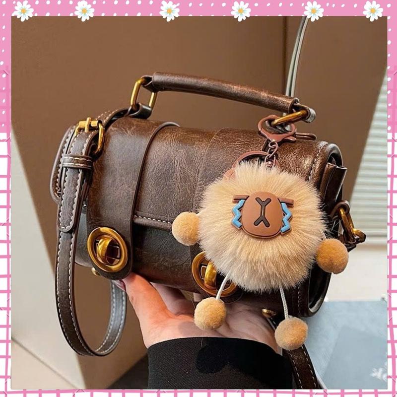 Túi xách thời trang nữ túi xách tay đêo chéo thiết kế da nhăn 2 dải có kèm móc gấu tuỳ từng lô phong cách thanh lịch BHOL68 959