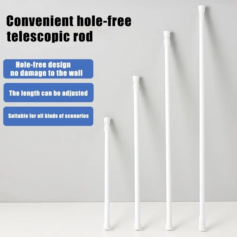 Rod Extendable Punch-free Shower Curtain Wall Closet Hanging Rod Adjustable Curtain Telescopic Rod stainless rod