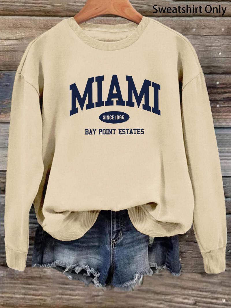 Product Introduction of Women's Letter Print Drop Shoulder Sweatshirt, Casual Long Sleeve Round Neck Pullover For Daily Wear, Ladies Clothes For All Seasons 1