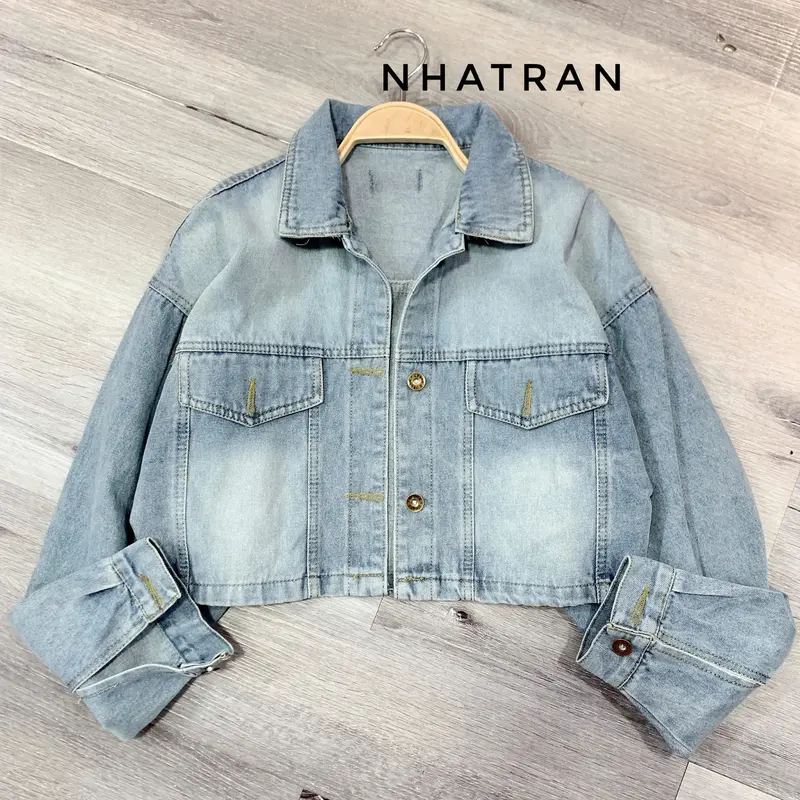 nhatran - Áo khoác jean nữ croptop phom ngắn chất Denim Cotton Women Jacket MÀU 5