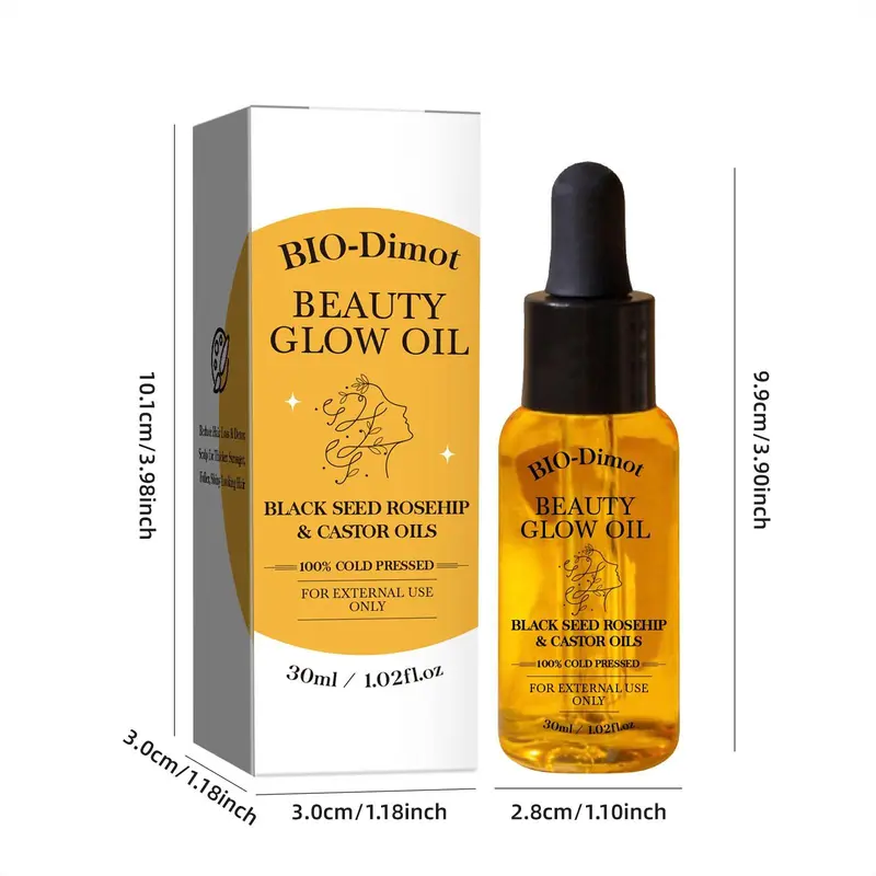 Black Seed Oil & Rosehip Oil & Castor Oil, Organic Cold Pressed Facial Moisturizer Serum, Natural Skincare Fortifying Hydrates Skin Moisturizing Beauty Glow Oil 1