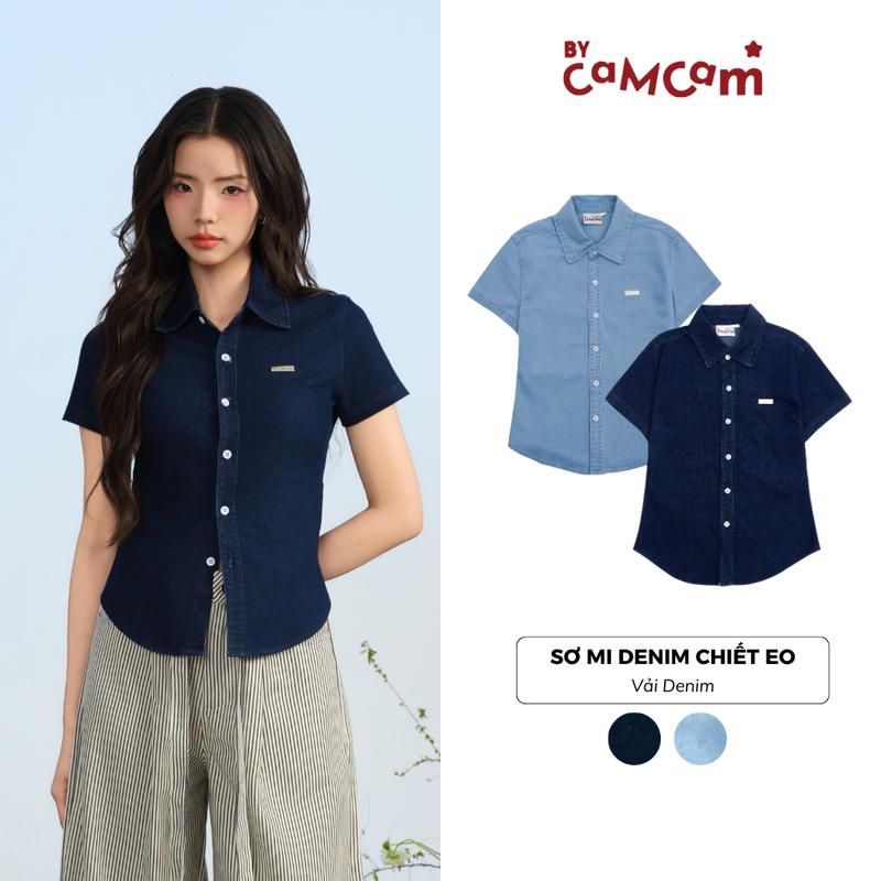 Áo Sơ Mi Chiết Eo Bycamcam Vải Denim Có Dây Chỉnh Eo Logo Hợp Kim Basic - CE02