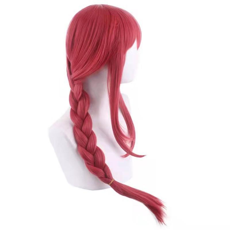 Phụ Kiện Tóc Giả Hóa Trang Anime Makima, Dành Cho Nữ, Cosplay Người Máy Cưa Xích, Tóc Tổng Hợp Bện Thẳng Dài, Thích Hợp Cho Halloween, Tóc Giả Dự Tiệc Nhập Vai Màu Đỏ 3