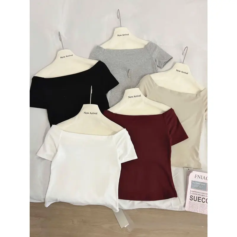 Áo thun nữ trễ vai Cesy, áo trễ vai cộc tay body chất liệu cotton 394 4