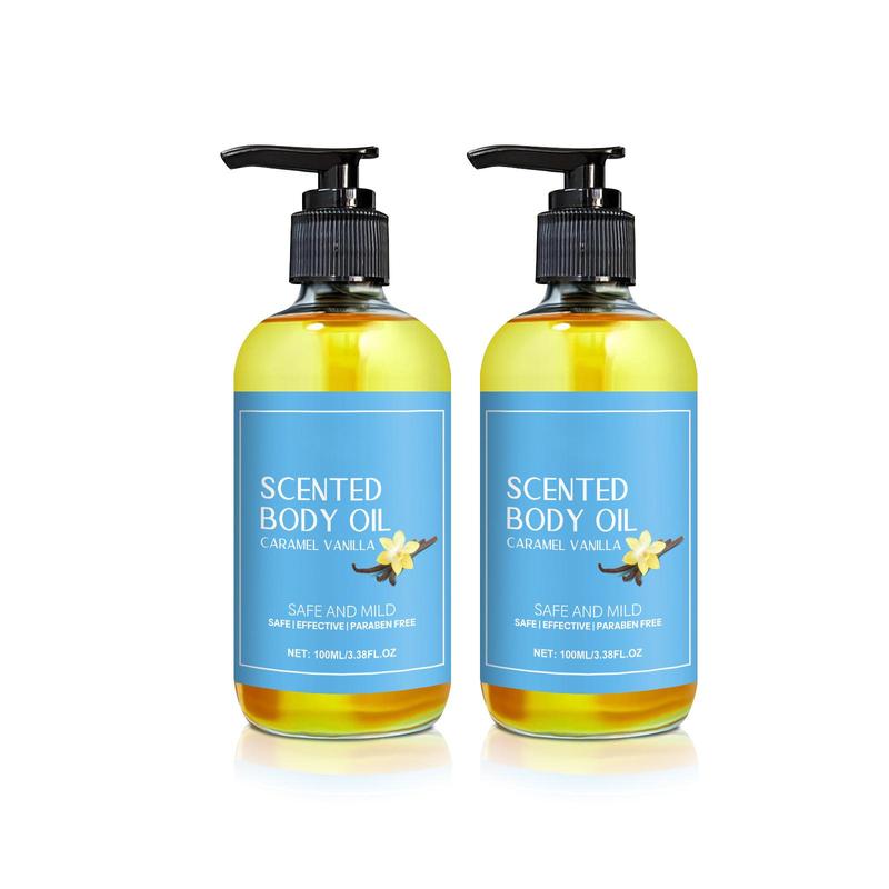 Product Introduction of Caramel Vanilla Scented Body Oil, 2 Counts Natural Moisturizing Body Massage Essential Oil, Hydrating Body Care Products for Women 0