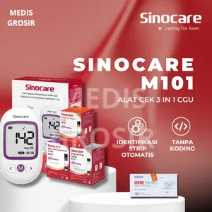 Sinocare M101 GCU 3IN1 Alat Cek Gula Darah Kolesterol & Asam Urat Tanpa Koding Praktis Akurat Hasil Cepat