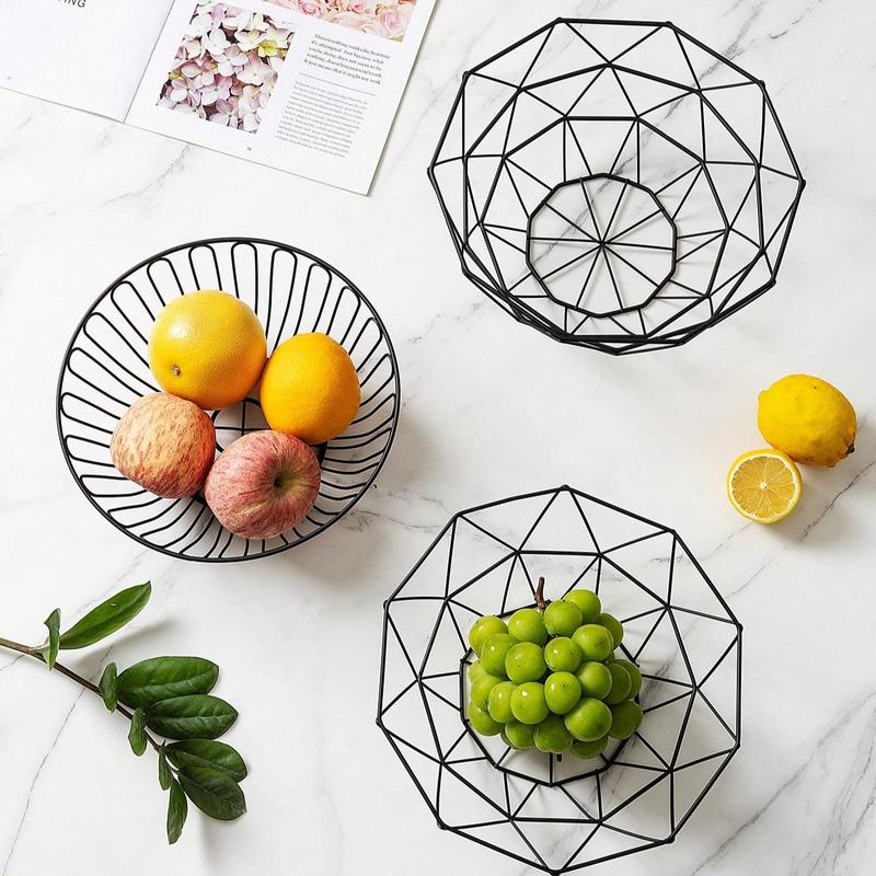 Product Introduction of Hollow Out Design Fruit Basket, 1 Count Modern Fruit Bread Snack Sundries Storage Basket, Creative Fruit Bowl for Home Kitchen Dining Room, Organizer 3