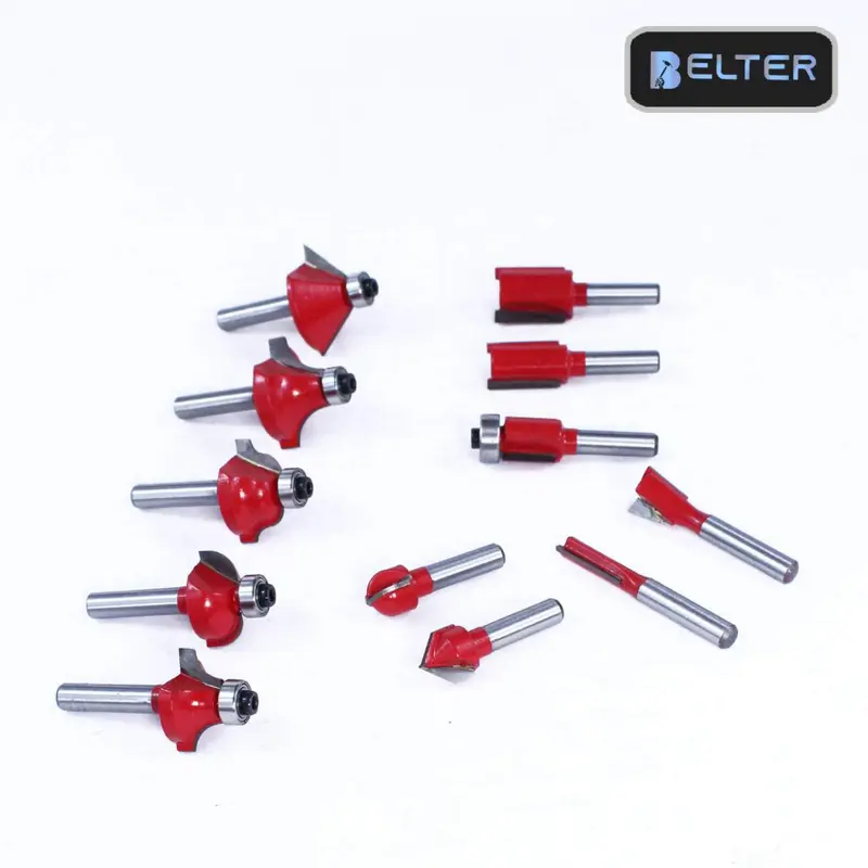 Mata Profil Kayu 1/4" Set 12pcs BELTER Mata Router Trimmer Bit 1
