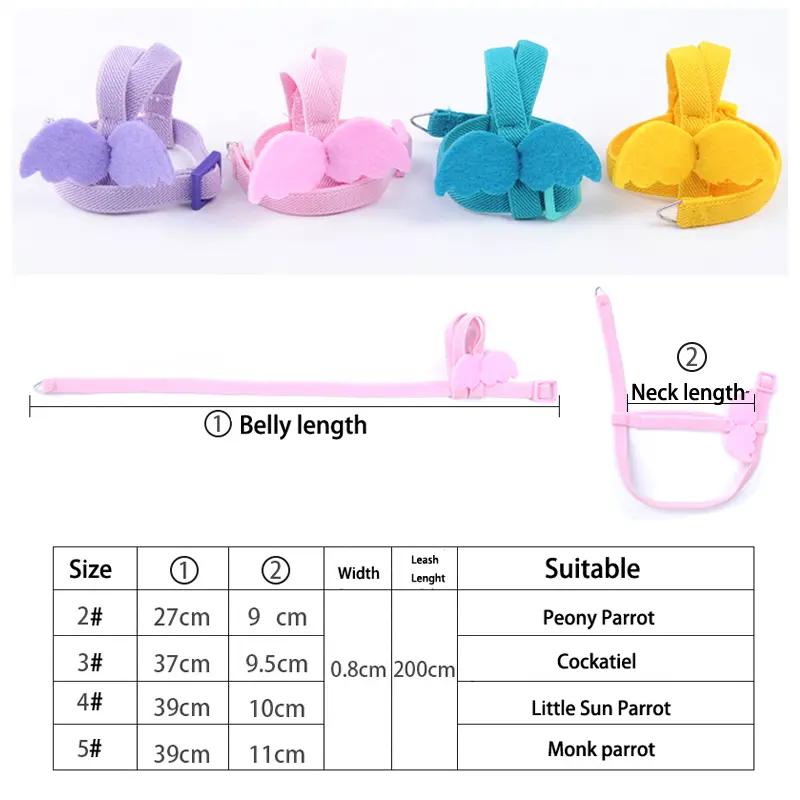 Dây Xích Vẹt Chim Thú Cưng Có Thể Điều Chỉnh Dây Tập Bay Ngoài Trời Đàn Hồi Mềm Mại, Dây Xích Cho Macaw, Cockatiel, Budgie, Phụ Kiện Cho Chim 4