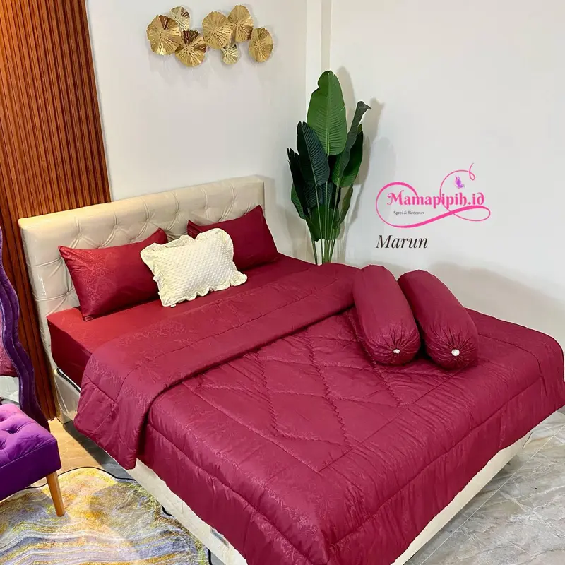 Bedcover Set Sprei Tinggi 20cm Embose Seprei Hotel Single Queen King Size Dan Superking Adem Lembut Satu Set Sarung Bantal dan  Guling Kain Katun Disperse Bisa Dicuci Bebas 0