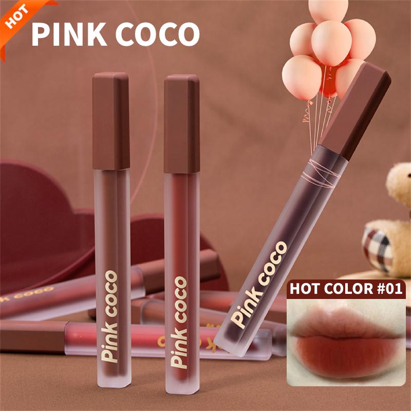 Son Môi Nữ, PINKCOCO, Lớp Hoàn Thiện Lì Không Dính Cốc, Kết Cấu Nhung, Lâu Trôi, Chống Nhòe, Trang Điểm, 1 Chiếc Mỹ Phẩm