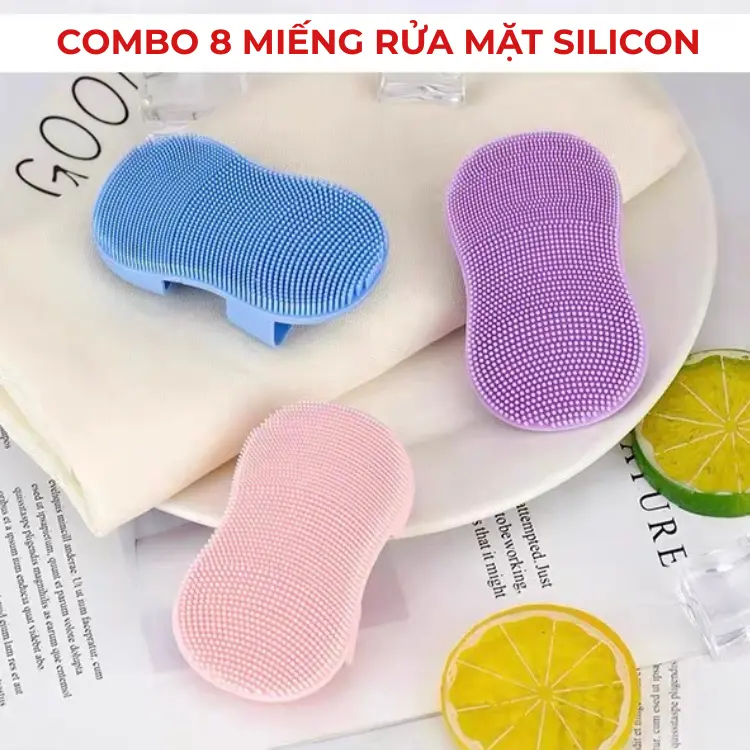 COMBO 8 Miếng Rửa Mặt SILICON Màu ngẫu nhiên, Xỏ Ngón Tay Tẩy Tế Bào Chết, Massa Mặt, Nhỏ Gọn, Tiện Lợi 6