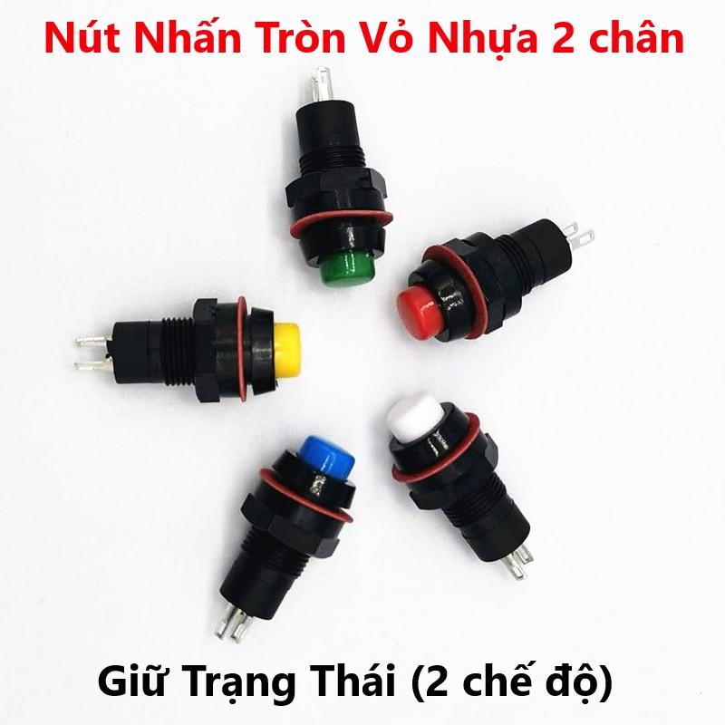 Công Tắc Nút Nhấn Giữ / Nhấn Nhả Tròn Vỏ Nhựa 2 chân