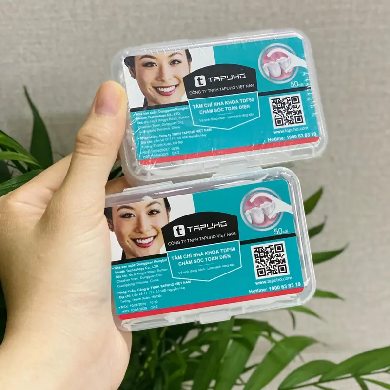 Combo 5 Hộp Tăm Chỉ Nha Khoa TAPUHO, Hộp 50 Cây Tăm Chỉ sợi mảnh vệ sinh kẽ răng chân nướu tăm  chinhakhoa 5