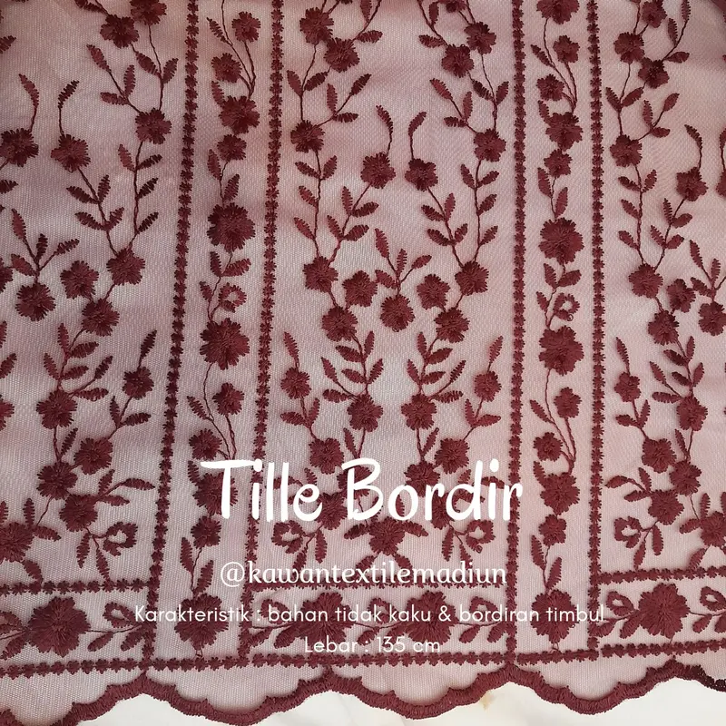 Tille Bordir/Kain Tille Bordir/Tile Bordir/Harga per 0,5m 0