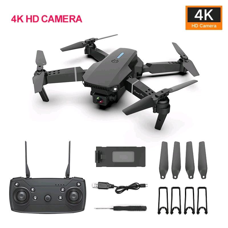 flycam e88 pro - màu đen camera kép 4kHD + 2 pin flycam + tặng 3 pin điều khiển + sách hướng dẫn tiếng việt Drone Phụ Kiện Chụp Ảnh