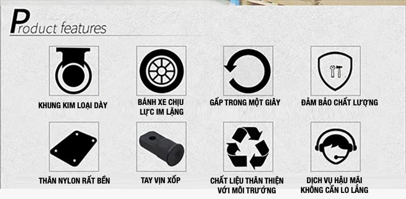 Product Introduction of MORESAVE Xe đẩy hàng kéo hàng cao cấp 4 bánh cao su chống ồn gấp gọn  tải trọng 300kg or 150KG 1