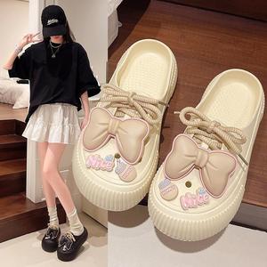 Giày Thể Thao Ném Lùi Ngầu Thiết Kế Nơ Bướm, Thoải Mái Và Thoáng Khí, Hàng Mới Về Mùa Hè 2025, Có Sục nục  suông