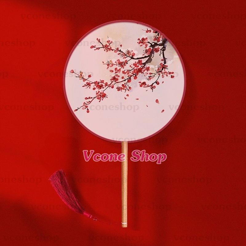   M65  Quạt tròn cổ trang cầm tay Chim Trên Trúc Xanh Hạc Hồi Dạ Lâu Xuân Lai Hồng Lâu Uyên Ương Rừng Xuân gắn dây tuyến 