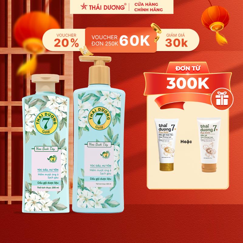 [KM] Dầu gội HOẶC xả Thái Dương 7 GOLD (Chai 500ml/300ml, Hoa Bưởi Tây) tặng Dầu gội/Dầu xả dược liệu Thái Dương 7 plus gold (Tube 50g, Hoa Phong Lan)