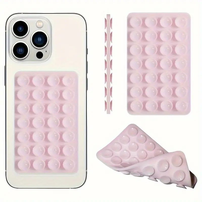 Silicone Suction Cup Phone Holder, 28-Grasp Reusable Double-Sided Mount, for Makeup, Fitness, Shower, Car, and Kitchen Use