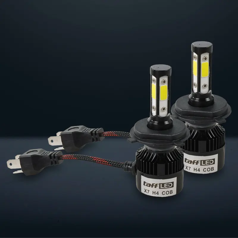 Lampu Depan Mobil LED COB Headlight H4 Cool White 2 PCS 7