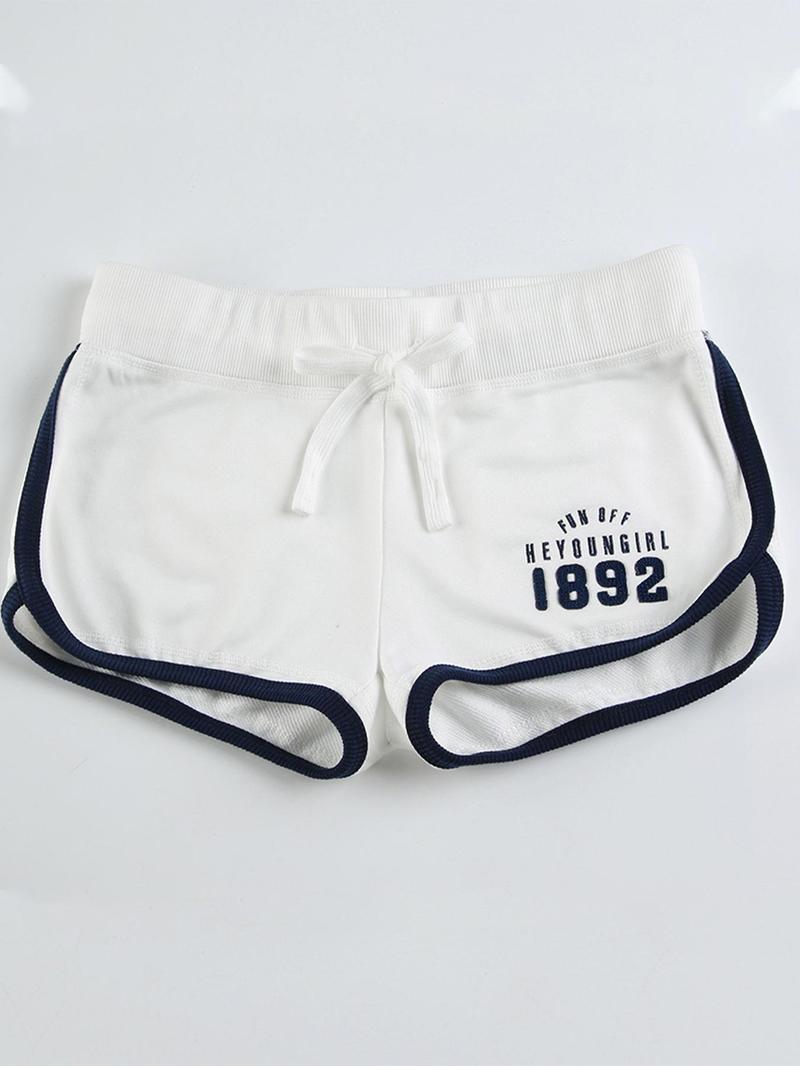 Product Introduction of Women's Letter Print Drawstring Waist Shorts, Casual Comfy Shorts for Summer, Ladies Bottoms for Daily Wear 5