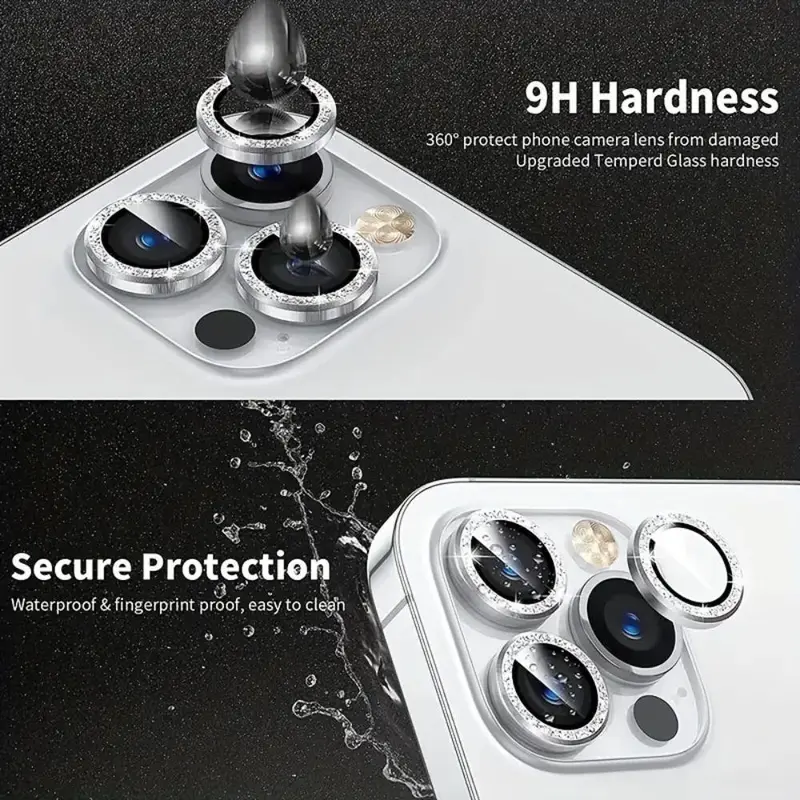 Rhinestone Decor Phone Lens Protector, 1 Set Ultra-thin Design Tempered Glass Lens Protective Film Compatible With 11 12 13 14 15 Pro Max 15 Plus 5