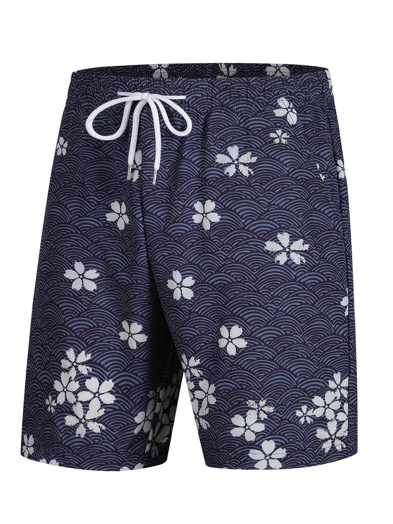 Product Introduction of Men's All Over Print Drawstring Waist  Shorts, Casual Comfy Breathable Shorts for Summer, Men's Shorts for Beach Vacation 2