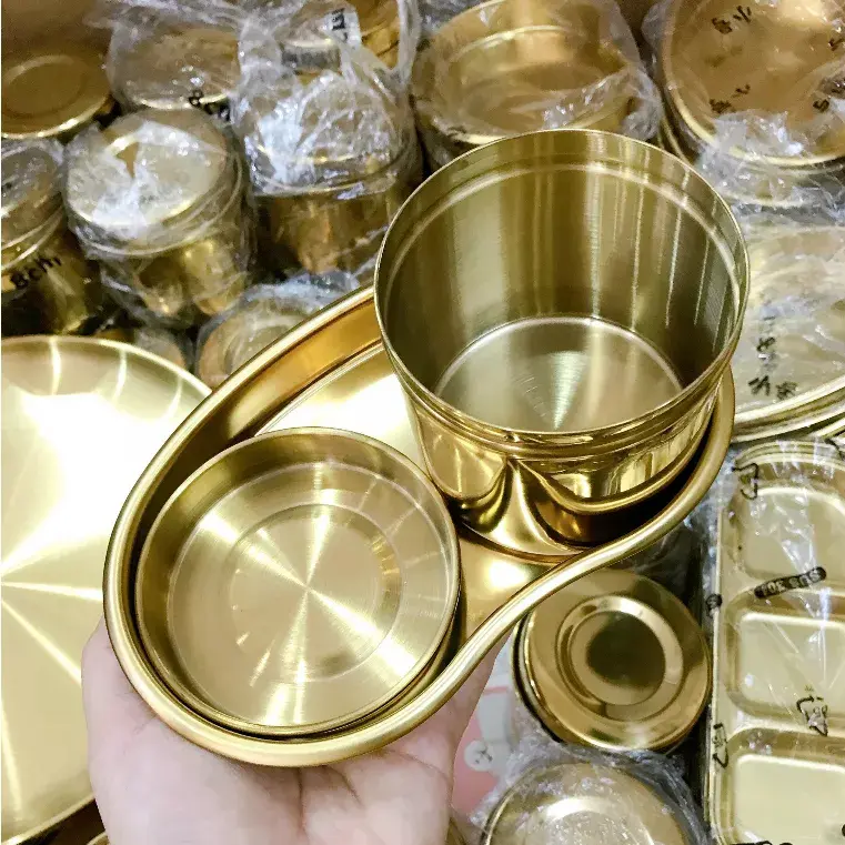 Khay, Bát Inox, Khay Hạt Đậu, Cốc Đựng Bông, Chén Inox Mạ Vàng Sang Trọng 4