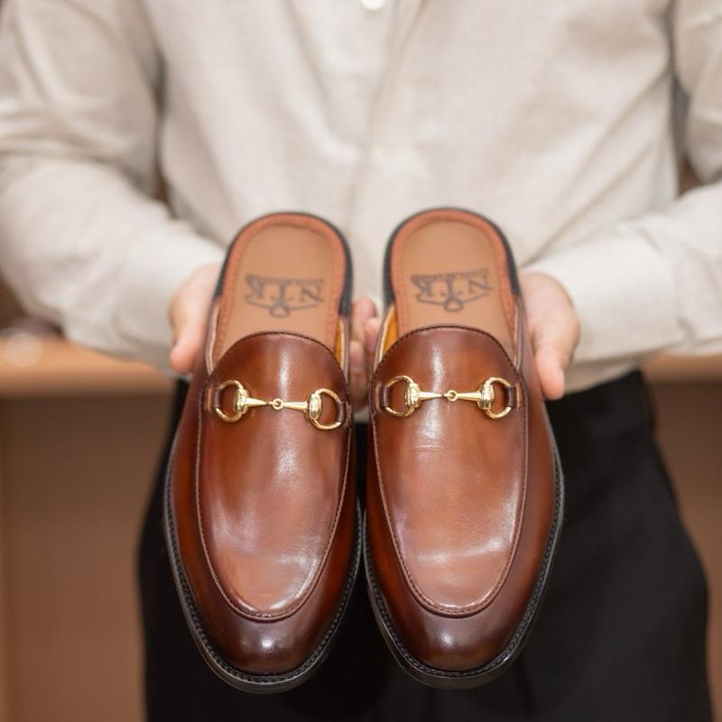 Sục da nam horsebit màu nâu bò ( chọn size: giày lười - 1 size) Shoes