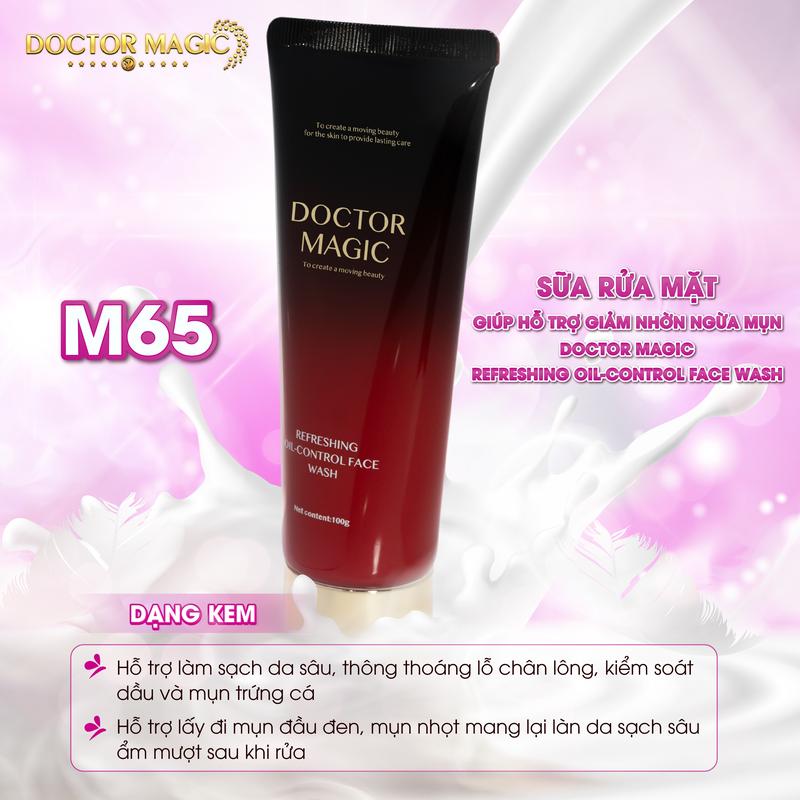 M65 - Sữa Rửa Mặt Giúp Hỗ Trợ Giảm Nhờn Ngừa Mụn Doctor Magic - Refreshing Oil-Control Face Wash - 100g - Skincare