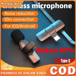 K8 Wireless Type-C Lavalier Lapel Microphone Broadcast Gaming Phone Noise Reduction Mic Portable Mini Noise Reduction Mikrofon Kondensor Omnidirectional Untuk Aux Speaker Smartphone