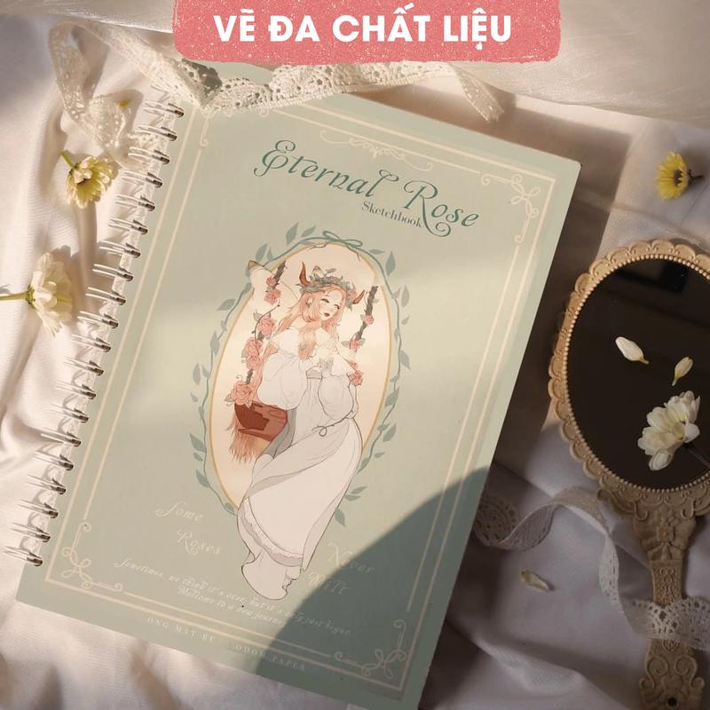 Sổ Vẽ Đa Chất Liệu Ong Mặt Bự - Sổ Phác Thảo Enternal Rose - Lỗi 1 Đổi 1 - Sketchbook Không Kèm Tài Liệu Vẽ