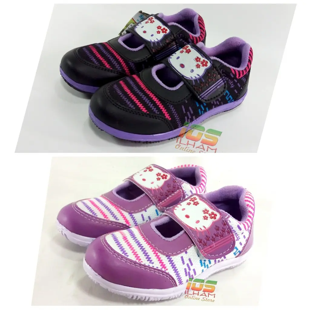 Hello Kitty LB/BR Sepatu Anak Perempuan Size 26-35 Hitam Ungu Fashion