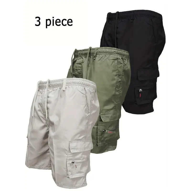 Men's Workwear Shorts 3pcs Set Camouflage Workwear Shorts Outdoor Tactical Shorts Casual Sports Pants Loose Elastic Waist Work Hiking Sports Shorts 3pcs Set 1