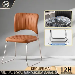 Jual Kursi Kamar Cowok Kulit Cokelat Elegan dengan Rangka Hitam, Kursi Kantor Ergonomis Standar Nyaman Dipakai Lama, Desain Minimalis Modern Bergaransi Lokal office chair