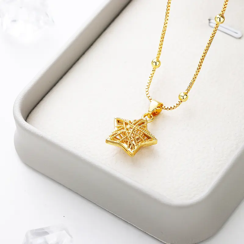 Vòng Cổ Thép Titan Ngôi Sao May Mắn, Vòng Cổ Nữ Thời Trang, Không Phai Màu, Không Đen, Không Dị Ứng, Giá Cả Phải Chăng, Dây Chuyền Xương Đòn Thanh Lịch Và Hoang Dã, Vòng Cổ Thời Trang Độc Đáo Tinh Tế Trang Sức Chain Jewelry Women Kiềng 1