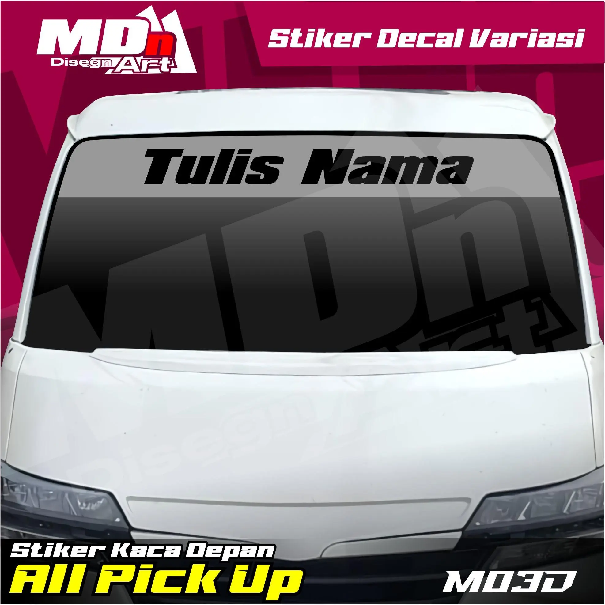 Stiker Decal Kaca Depan TULIS NAMA  All Pick Up Custom Bisa Request Kata-kata Car