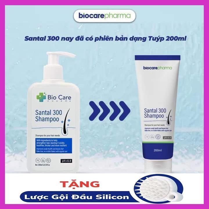 DẦU GỘI BIO CARE PHARMA SANTAL 300 SHAMPOO 200ML + TẶNG LƯỢC GỘI ĐẦU