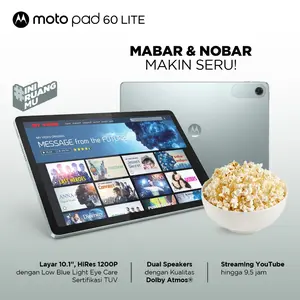 Lenovo TABLET MOTOROLA MOTOPAD 60 LITE MEDIATEK HELIO G85 4GB 128GB ARM MALI-G52 ANDROID 15 Layar 10.1" WUXGA 5100mAh Garansi 1 Tahun