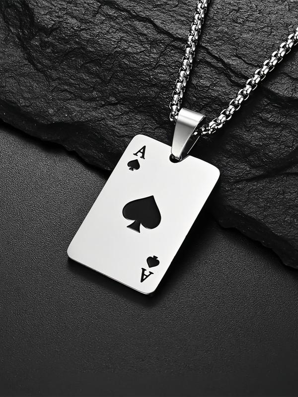 Unisex Street Style Poker Design Pendant Necklace, Trendy Novelty Charm Necklace, Chic All-match Vintage Jewelry As Gift for Women & Men, Valentine's Day, Gift 4