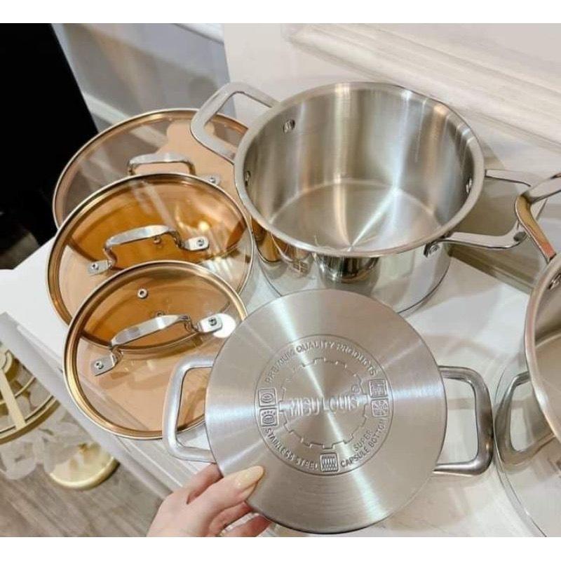 Tách lẻ Bộ Nồi cao cấp Misu louis 3 Món Inox (MISU ĐEN)Đáy Liền Nguyên Khối 5 Đáy, Sử Dụng Mọi Loại Bếp 2