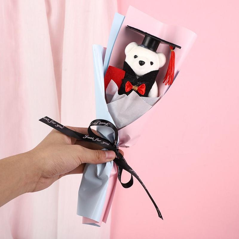 Product Introduction of Animal Bouquet Chic Graduation Bear Bouquet Lovely Elegant Doctoral Bear Toy Cartoon Bear Plush Bouquet Birthday Party 10