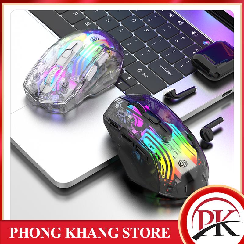 Chuột không dây K-Snake BM530 kết nối 3 chế độ thiết kế trong suốt độc lạ với đèn led RGB cực đẹp 0