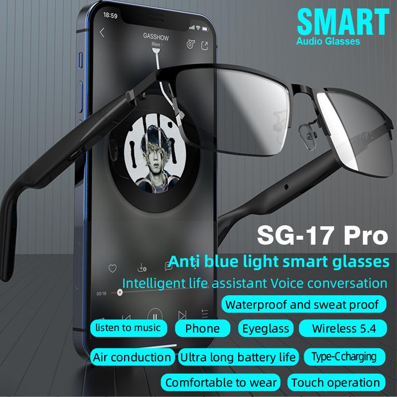 New SG-17 Pro Smart Glasses Life Assistant Answer/Decline Call Music Light AI Voice Wireless Bluetooth Smart Glasses - Image 2
