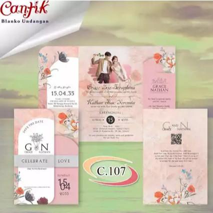 Undangan Pernikahan PROMO Terbatas CANTIK 107 | Paket Lengka Elegan Modern Paket Lengkap 100 PCS Gratis Label & Plastik - JanjiKita | Default